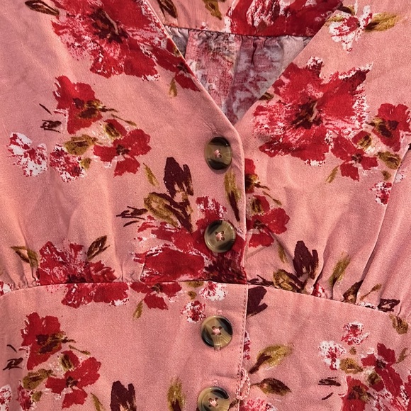 Xhilaration Pink Floral Dress Mauve Short Sleeve - Picture 3 of 3